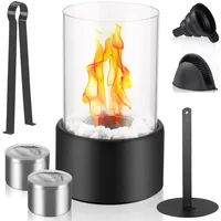 Konesky Tischkamin Outdoor, Bioethanol Tischkamin Premium Tischfeuer, Standkamin Outdoor Mit 200g Weiße Dekosteine Und 2 Brennkammern für Unendliche Brenndauer,Tischfeuer für Deko Terrasse Outdoor