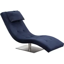 SalesFever Relaxliege Samt 60 x 82 x 170 cm Blau mit Nackenkissen