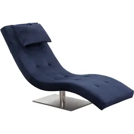 SalesFever Relaxliege Samt 60 x 82 x 170 cm Blau mit Nackenkissen