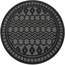 Teppich PACO HOME "Livorno 671", grau (anthrazit), H:14mm Ø:200cm, Polypropylen, Teppiche, Uni-Farben, Scandi, Rauten Muster, Hoch-Tief Effekt, Outdoor geeignet