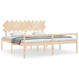 vidaXL Bettgestell, Seniorenbett mit Kopfteil 200x200 cm Massivholz