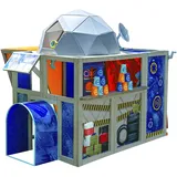 KidKraft Nerf Geo Strike Hauptquartier Spielhaus aus Holz, Outdoor Spiele mit Nerf Zielscheibe für Kinder, Gartenspielzeug, Holzspielhaus für den Garten, Spielzeug für Draußen für Kinder, P280121E