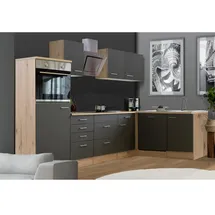 Flex-Well Exclusiv Winkelküche Morena 280x170 cm Basaltgrau Matt-San Remo Eiche