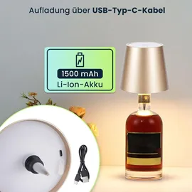 ideoon lights Akku Flaschenlampe Gold 2 St.