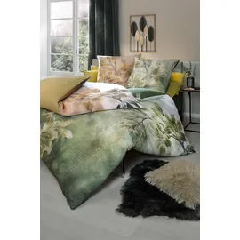 CASANOVA casa NOVA Satin-Wende-Bettwäsche FELICIA, Gelb - Braun - Weiß - 135 x 200 cm - Baumwolle - mit Reißverschluss