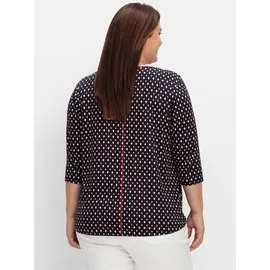 sheego 3/4-Arm-Shirt in tiefblau-gemustert | Gr.: 44-46