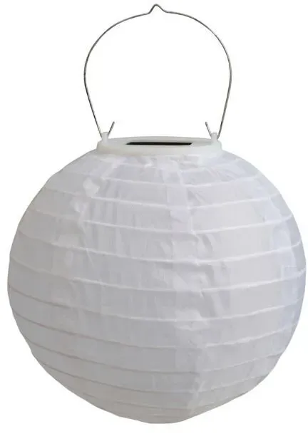 Chic Antique Reispapier Lampe mit Solarzellen, D20 cm, weiß