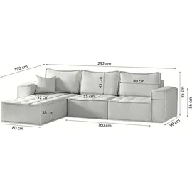 Fun Möbel Ecksofa Modulsofa 3-teilig SANDE Stoff Raven Honiggelb Ottomane Rechts