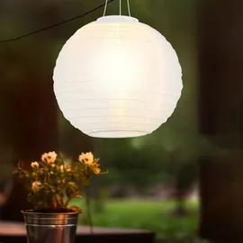GLOBO 2er Set LED Hängelampe Gartenleuchte weiß Hochzeit Partylaterne Gartendeko, Edelstahl Kunststoff, warmweiß,