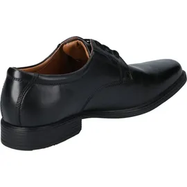 CLARKS Tilden Plain Derby, Schwarzes Leder, 42.5 EU