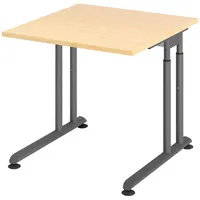 Bümö Schreibtisch Ahorn, Graphit, Nachbildung,Ahorn, Quadratisch, 80x74x80 cm, FSC