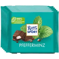 Ritter Sport Pfefferminz - Schokolade Pfefferminze - 5 Tafeln je 100 Gramm