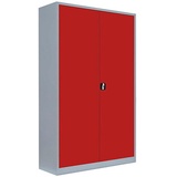 LÜLLMANN Stahlschrank 530384 feuerrot, lichtgrau 120,0 x 60,0 x 195,0 cm, aufgebaut