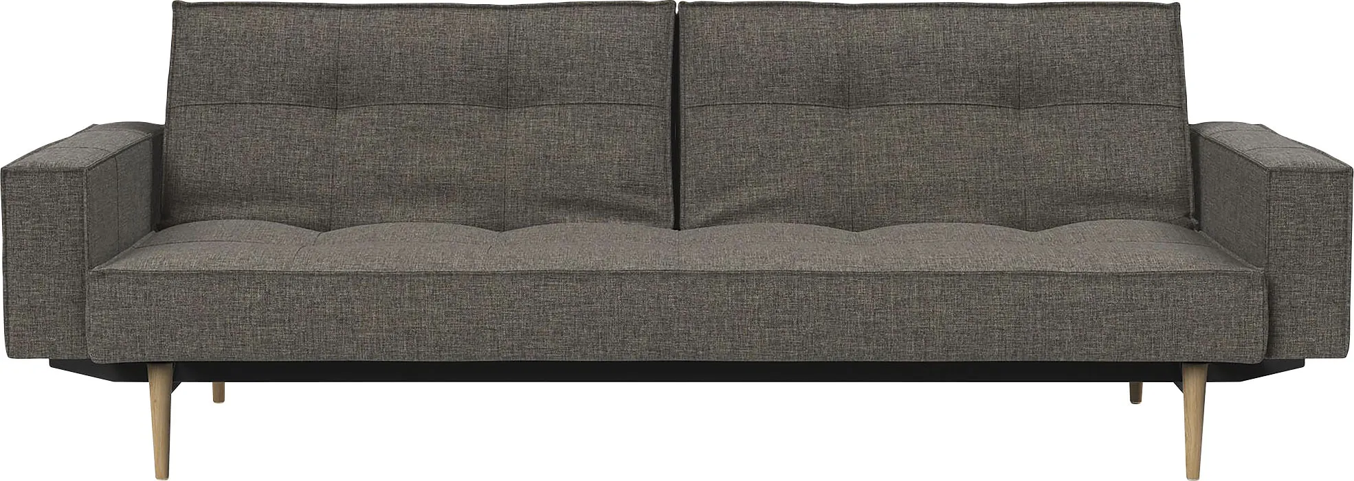 Sofa INNOVATION LIVING TM "Splitback", grau (schwarzgrau), B:242cm H:79cm T:100cm, Struktur (100% Polyester), Struktur fein (100% Polyester), Sofas, mit Armlehne und hellen Styletto Beinen, in skandinavischen Design