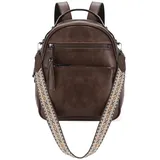 Kasgo Mini Rucksack Damen, wasserdicht PU Leder Kleiner Rucksack Frauen Convertible Umhängetasche Reise Handtasche Kaffee