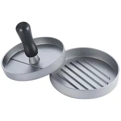 Intirilife Hamburger Presse in Grau mit 12 cm Durchmesser - Burger Presse Patty Maker BBQ Presse zum Grillen Campen für Zuhause und Caterer