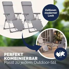 CASARIA Liegestuhl 60 x 110,5 x 118 cm grau klappbar 2 St.