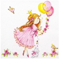 HOME FASHION Home Fashion®, Papierserviette „Cute Princess“, 33x33 cm, 3-lagig, 20 Stück, Geburtstag, Party, Schulanfang