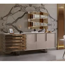 JV Möbel Sideboard 51 x 90 x 228 cm Beige / Gold