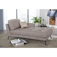 W.SCHILLIG Chaiselongue softy, mit dekorativer Heftung im Sitz, Füße schwarz pulverbeschichtet braun