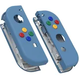 ExtremeRate Joycon Shell & Tasten, Matt DIY-Ersatz Gehäuse Grips Skin Hülle & Knöpfe Buttons Umbau Set für Nintendo Switch/Switch OLED Joycon Controller-Brilliantblau [KEIN Joy Con]