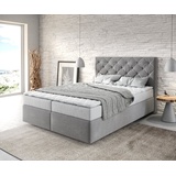 DeLife Boxspringbett Dream-Great Mikrofaser Grau 140x200 cm mit Matratze und Topper