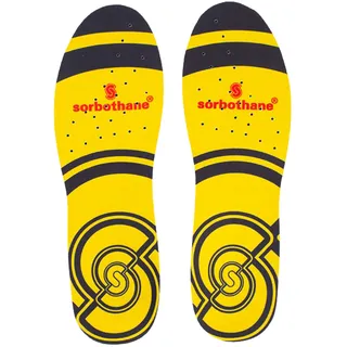 SORBOTHANE Double Strike Insoles for Men and Women Antibacterial Shock Absorption & Heel Support Insoles, Size 8 UK, 42 EU, Yellow