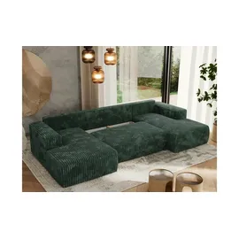 MKS Meble Ecksofa Cord 5-Sitzer Grün