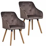 Estexo Esszimmerstuhl Küchenstuhl Stuhl 2er Set Vintage Essstuhl Stoffbezug Holz Stühle Dunkelgrau Samt