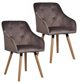 Estexo Esszimmerstuhl Küchenstuhl Stuhl 2er Set Vintage Essstuhl Stoffbezug Holz Stühle Dunkelgrau Samt