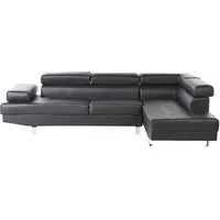 Beliani Ecksofa Kunstleder Schwarz Linksseitig