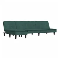 VidaXL Schlafsofa, in L-Form Dunkelgrün 255x140x70 cm Samt