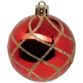 FEERIC LIGHTS & CHRISTMAS ATMOSPHERA CREATEUR D'INTERIEUR Christbaumkugeln Colorama de Noël 25er-Set aus recyceltem Kunststoff D 6 cm rot weiß