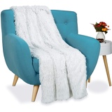 Relaxdays Felldecke Kunstfell, Kuscheldecke für Couch, Bett, flauschige XXL Deko Tagesdecke, Größe 150x200 cm,
