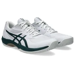 Tennisschuh ASICS "GAME FF", Gr. 43,5, weiß, saxon grün, Textil, Synthetik, sportlich, Schuhe, Multicourt-Schuhe