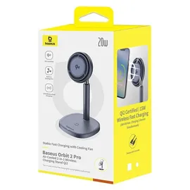 Baseus Orbit 2 Pro Smartphone-Halterung, kabelloses Laden, iPhone-Belüftung, 20 W, Grau