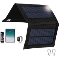 BuyWeek Solar Ladegerät 15W, Faltbar Solarpanel Ladegerät Tragbares Solarpanel mit USB Port für iPhone Smartphone iPad Tablets, Wasserdichtes Solarladegerät für Camping Wandern