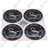 8 x YOU.S Nabenkappen Silikon Aufkleber 56,0 mm - schwarz silber Scorpion Emblem Selbstklebend