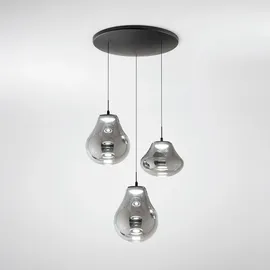 Fabas Luce Deva 3-flg. 42W 42 cm rund grau transparent