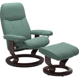 Stressless Stressless® Relaxsessel »Consul«, (Set, Relaxsessel mit Hocker), mit Hocker, mit Classic Base, Größe S, Gestell Braun, grün