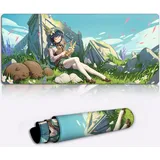 Tappetino per Mouse Genshin Impact XXXL Desk Mousepad gioco di avventura Cool Desk Pad (15,7x35,4x0,15) pollici Tappetino per Mouse professionale per giochi per Computer