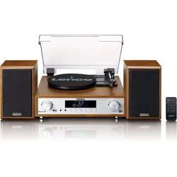 Lenco MC-160WD - HiFi Stereoanlage mit Plattenspieler, DAB+/FM-Radio und Bluetooth® - Holz
