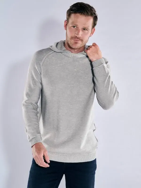 engbers Herren Pullover mit Kapuze grau regular uni Kapuze - M