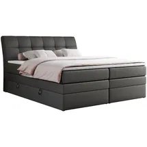 MKS Boxspringbett GOLD-10 KING 160/200 Dunkelgrau Kunstleder - H4