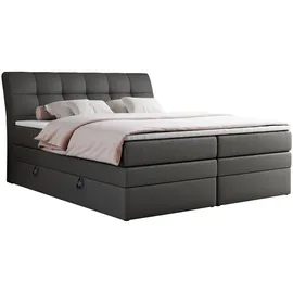 MKS Boxspringbett GOLD-10 KING 160/200 Dunkelgrau Kunstleder - H4