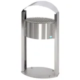 Proregal Robuster Standascher mit Schutzdach für Aussenbereich 15 Liter, HxBxT 120 x 58 x 35 cm Edelstahl