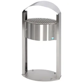 Proregal Robuster Standascher mit Schutzdach für Aussenbereich 15 Liter, HxBxT 120 x 58 x 35 cm Edelstahl