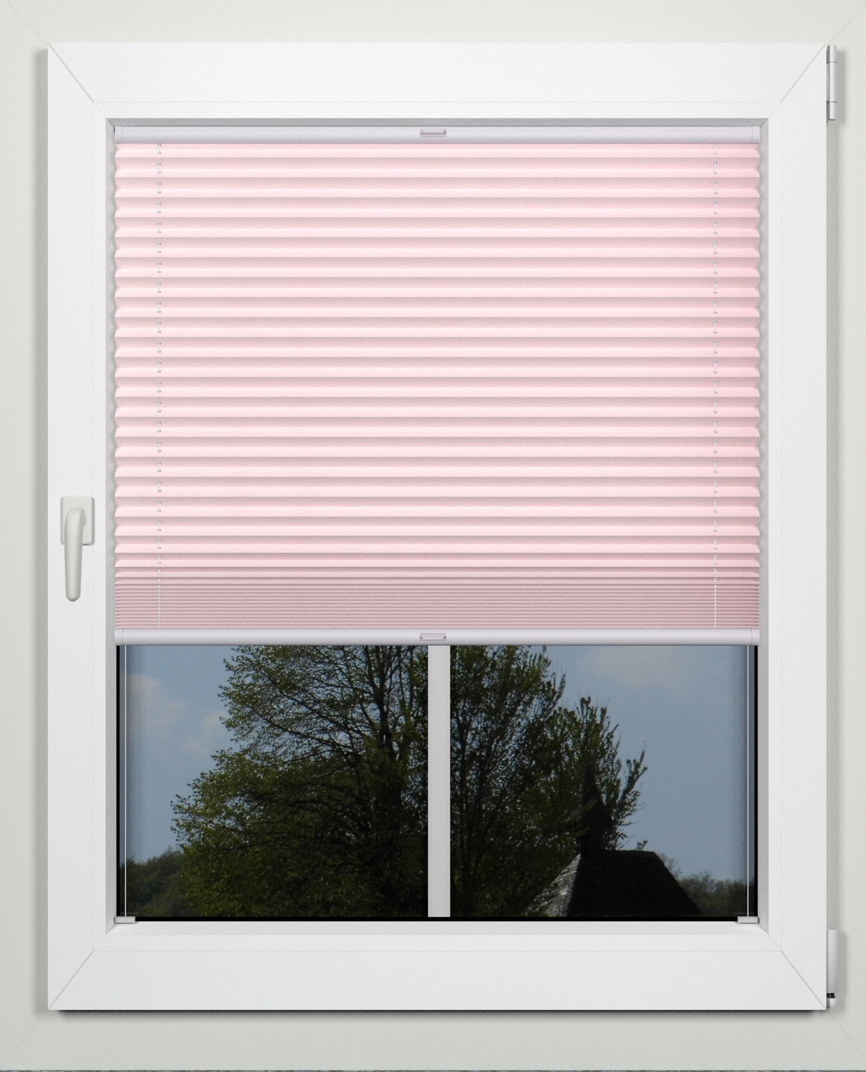 Plissee INDEKO "simple" Plissees Gr. 220 cm, zweiseitig verschiebbar, 85 cm, rosa (rosé, weiß) Sonnenschutz-Plissees nach Maß