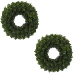 CREATIV green künstliche Pflanze Tannenkranz 107 Tipps, 42 cm, 2er Set