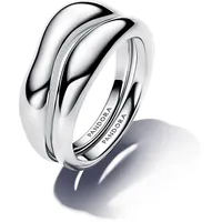 Pandora Essence Organisch Geformte Stacking-Ringe aus Sterling Silber, Größe: 58,